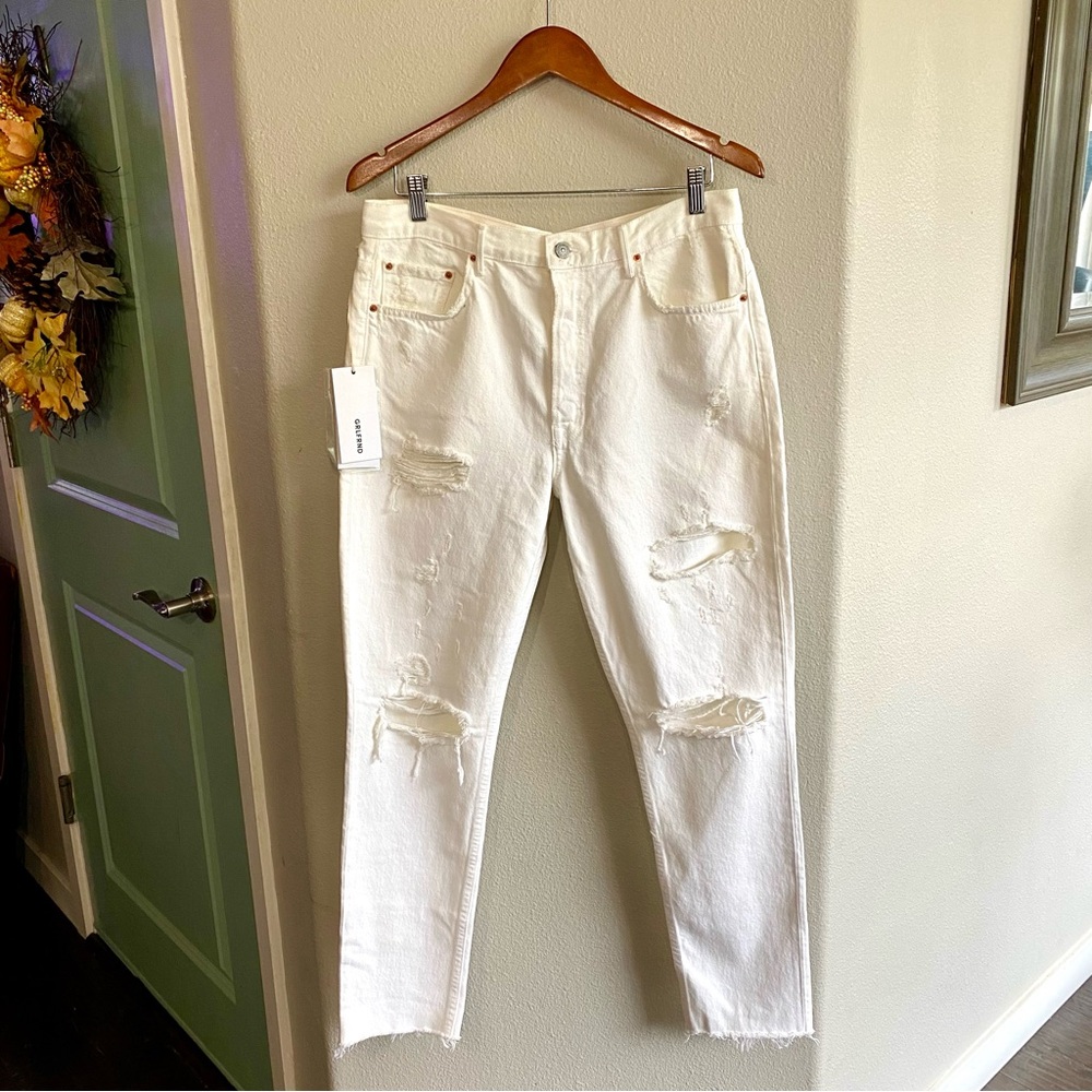 Grlfrnd Karolina skinny leg high waist distressed jeans white size 31 new